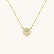 Lavishe 925 Sterling Silver Cubic Zirconia Pave Disc Round Pendant Necklace picture