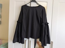Catherine Free People So Obviously Yours Bell Sleeve Top Boho Shirt Black L picture