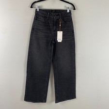 Quince Bella Stretch Relaxed Straight Leg Jeans Size 26 Charcoal Black 28