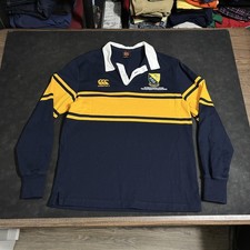 Canterbury Rugby Shirt Mens Small Blue Gold Stripe International House Melbourne picture