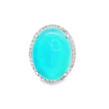 Turquoise Diamond Halo Platinum Ring picture