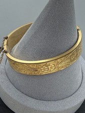 Vintage 12K Gold Filled Bliss Brothers Wide Hinged Bangle Bracelet 6.5