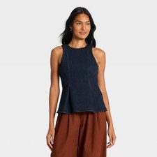 Women's Denim Peplum Top - A picture
