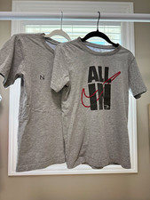 Nike Lot of 2 Gray Graphic Logo Crew Neck Short Sleeve Cotton Knit Youth M picture