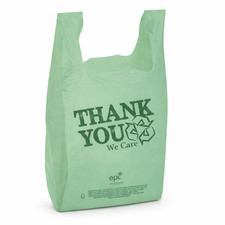 EPI Biodegradable Thank You T-Shirt Bags 11.5x6x21 Green 0.55mil 100-1000 picture