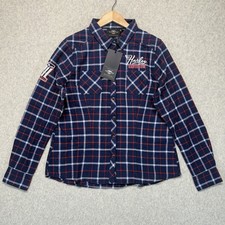 Harley Davidson Women’s Large Plaid Button Front Shirt Blue Red Long Sleeve NWT picture
