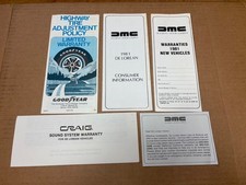 Original DMC DeLorean DMC-12 Owners Manual Packet Contents Craig Sound System picture