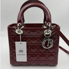 Christian Dior Lady Dior Burgundy Patent Leather Medium Lady Dior Bag USA picture