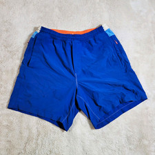 birddogs Men's Blue Drawstring Sweat Shorts L Knit Stretch Pockets 3 in picture