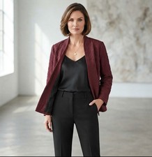 Coldwater Creek NWT Women’s Sz M Open Front Textured Crinkle Finish Red Jacket picture