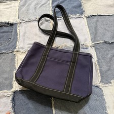 Vintage LL Bean Dark Blue Two Tone Canvas Tote Bag Made In USA  picture