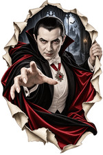 Dracula Vampire Sticker Classic Horror Gothic Monster Peekaboo Vinyl Decal picture