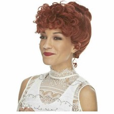 Adult Women's Auburn Red Gibson Girl Wig Costume Curly Bun Old Fashioned Saloon picture