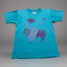 Vintage 1991 Thrashed Faded Buffalo Art Abstract Puff Print Shirt Size Medium picture