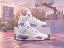 Women's Jordan 4 White Purple Oreo Size US 5.5-11 NEW picture