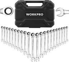 WORKPRO 22 PCS Ratchet Combination Wrench Set with Tool Box, Mirror Polish picture