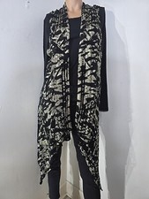 Alberto Makali Womens Animal Print Gold Metallic Open Sleeveless Hi Low Wrap L picture