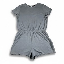 Forever 21 Womens Gray Short Sleeve Knit Romper Size Large Cotton Boho NWT picture