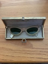 1950s Cat Eye Sunglasses with 0riginal fancy metal Case/ providers name insignia picture
