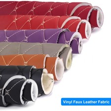 Soft Quilted Diamond PU Faux Leather 6mm Foam Back Fabric Car Upholstery By Yard picture