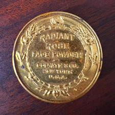 Antique 1910-1920s Colgate & Co. Radiant Rose Face Powder Sample Tin W/ Puff picture