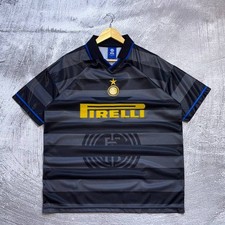 Retro Inter Milan 1997 1998 Third Jersey Gray Blue Yellow Size XL Pirelli picture
