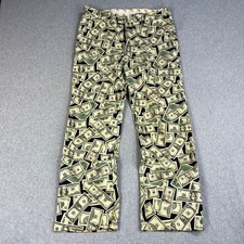 Loudmouth Golf Pants Mens 36x32 (Fits 36x31) Black Money Cash Print John Daly picture