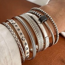925 Sterling Silver Black Stone Bracelet for Women, Vintage Handmade Jewelry Gif picture