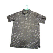 FJ FootJoy Transfusion Polo Shirt Mens Size Medium Navy Cocktail Drink Print picture