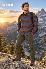 Kuhl Joyrydr Fleece Lined Flannel Shirt Jacket Ombre Blue Burgundy XL Cozy picture