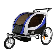 ClevrPlus Deluxe 3-in-1 Bike Trailer Stroller Jogger for Kids, Blue picture