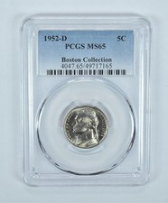 1952-D Jefferson Nickel Boston Collection MS65 PCGS Blue Label picture