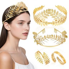 4 Pieces Adjustable Gold Greek Goddess Costume Dress Accessories, 2Pcs Arm Cu... picture