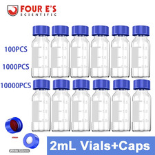 10000Pcs 2mL Lab vial Glass Vials Autosampler Vials Sample Vials w/ Screw Caps picture