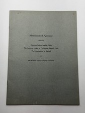 Vintage 1938 Memorandum of Agreement American League Baseball and Western Union picture