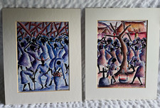 Martino Dorce Signed Matted Print set African folk art picture