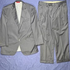 Samuelsohn Loro Piana Super 120s Wool Pinstripe Suit 42R 36W Navy Blue Business picture