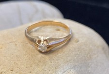 14k Solitaire Diamond ct .10 Yellow Gold Ring Size 5.5 #108 picture