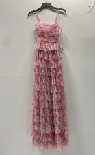 B. Darlin Women's Pink Floral Tiered Ruffle Tulle Maxi Dress NWT Sz 0 picture