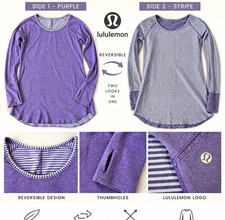 lululemon Women's Reversible Long Sleeve Scoop Neck Stripe Top Thumbholes picture