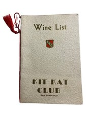 Kit Kat Club Rare 1930s Wine List & Cocktail Menu San Francisco California CA picture