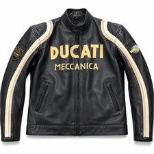 Ducati Meccanica Leather Jacket Mens Motorcycle Biker Racing Retro Jacket picture