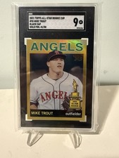 2021 Topps All-Star Rookie Cup #90 Mike Trout Black Cap SGC 9 Mint Gold Foil /50 picture