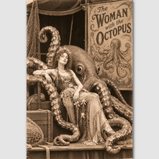Octopus Woman Circus Vintage Freak Photo Print Charmer Preformer Odd Sideshow 19 picture