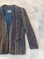 80's VTG Stirling Cooper Striped Blazer Mohair jacket Oversized One Button Sz 10 picture