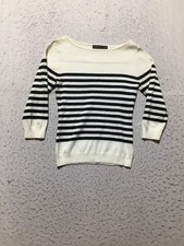 The Limited Sweater Womens S Small Cream Black Striped Scoop Neck picture