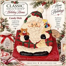 VTG Classic Solutions Holiday Home Earthenware Christmas Santa Notion Candy Dish picture