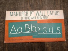 VTG 1962 Milton Bradley Manuscript Wall Cards Letters Numbers Classroom Set Home picture