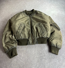 Vintage Military MA-1 Bomber Jacket Cropped Faded Utility Flight Grunge 2000s picture