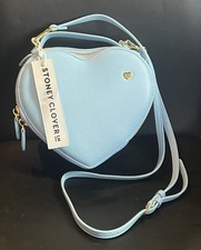 Stoney Clover Lane Purse Heart Shaped Leather Bag Gold Zipper - Periwinkle - NWT picture